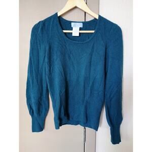 U-KNIT 100% cashmere Peasant Retro blue quiet Luxury old money L
